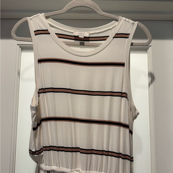 LOFT OUTLET Striped Brown & Black Sleeveless Maxi Dress Size M Ties at Waist - Picture 3 of 15
